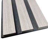 ash grey slatted wall panels modern living room UK