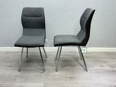 Zermatt Grey Dining Chair – Faux Leather & Fabric Upholstered Seating - Exclusive Interior