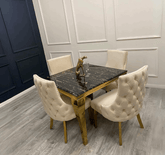 Louis Gold Black & Gold Marble Table with Kensington Dining Chair
