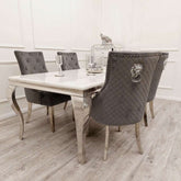 Louis Chrome Marble Dining Table Only