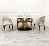 Orion Gold 1.8 Dining Table with Astra Beige Chairs SOLID FURNITURE
