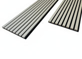 Dove grey acoustic 3-sided slat wall panels 240x32 cm UK interior