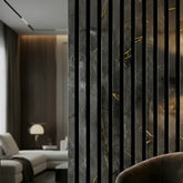 Marble black & gold acoustic slatted large wall panel 240x60cm UK