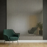 Metallic dark grey acoustic slatted wall panel 240x60cm UK