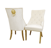 Bentley Gold Cream Velvet Dining Chairs SOLID FURNITURE