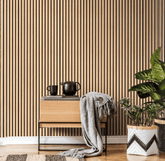 Light Oak Wood Effect Slatted Wall Panels