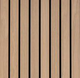 Wide slat premium oak 3-sided wood veneer acoustic wall panels 240x30cm UK interior