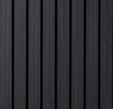 Wide slat black oak wood veneer acoustic wall panels 240x30cm UK interior