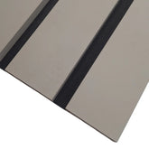 Dove grey wide slat acoustic wall panels 240x30cm UK interior