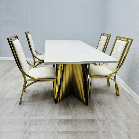 Ravello Cream & Gold Table with Windsor Cream Chairs