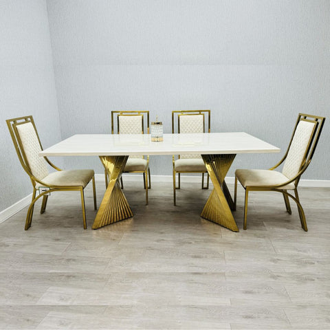 Ravello Cream & Gold Table with Windsor Cream Chairs