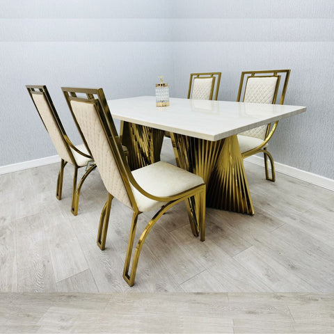 Ravello Cream & Gold Table with Windsor Cream Chairs