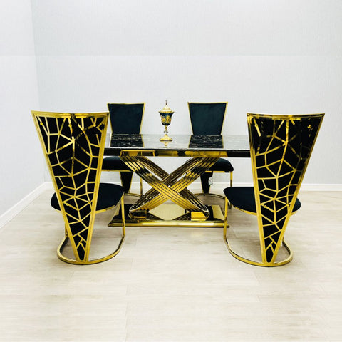 Elina Gold Marble Dining Table