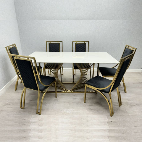 Amelia White Ceramic Table with Windsor Dining Chair