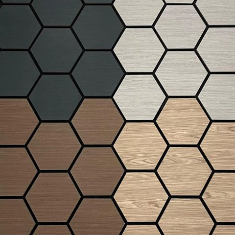geometric hexagon acoustic wall panels living room design