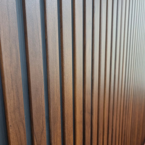Dark Oak Wood Effect Slatted Wall Panels