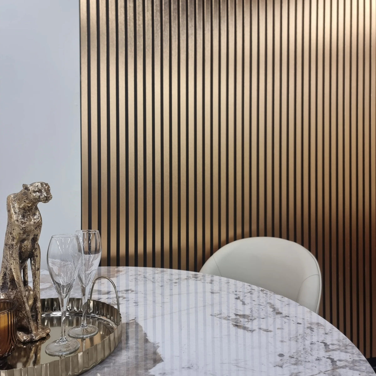 Gold & Black Slatted Wall Panels