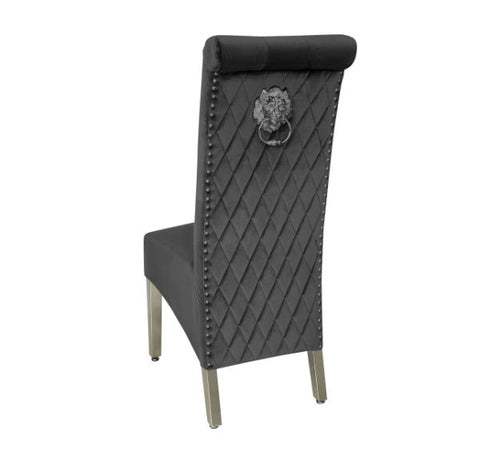 Sofia Plush Velvet Fabric Dining Chairs With Lion Knocker