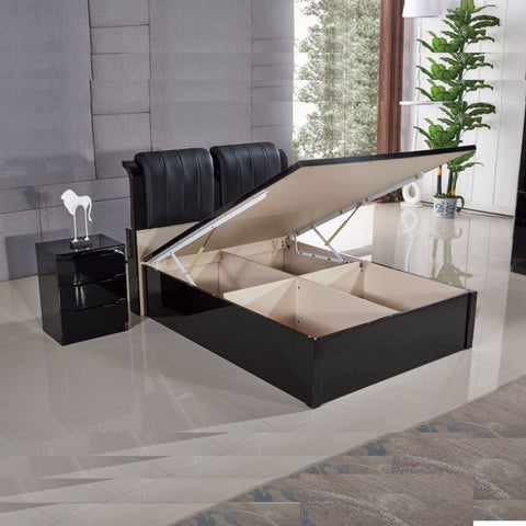 High Gloss Rugby Bed With Leather Poshish