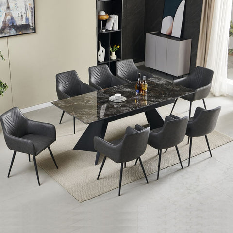 Chicago Extending Ceramic Table with Stanford Grey Chairs