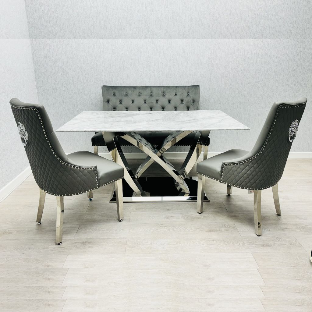California Grey Marble Dining Table