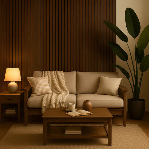 Wide slat smoked oak wall panel easy install Prime Furnishing UK

