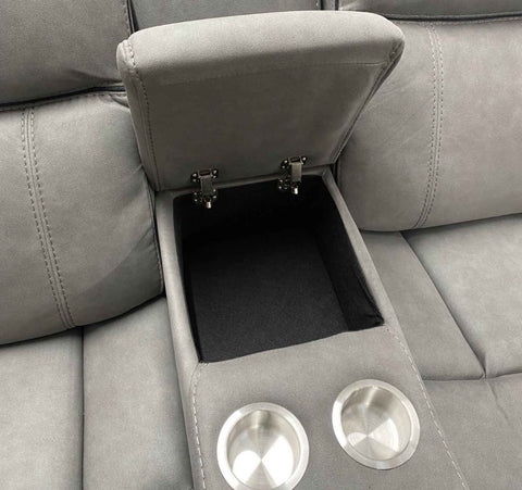 3+2 Grey Suede Leather Recliner Sofa Set - SOLID FURNITURE LTD