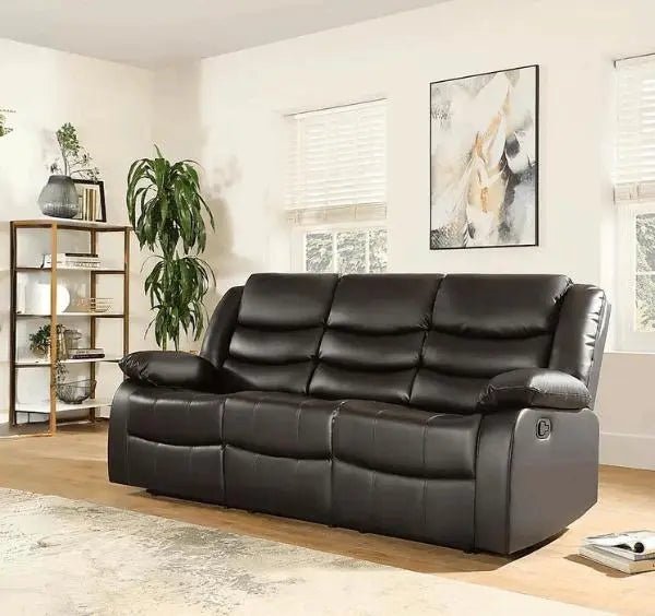 3+2 Roma Brown Leather Recliner Sofa - SOLID FURNITURE LTD