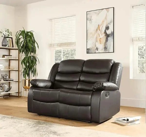 3+2 Roma Brown Leather Recliner Sofa - SOLID FURNITURE LTD