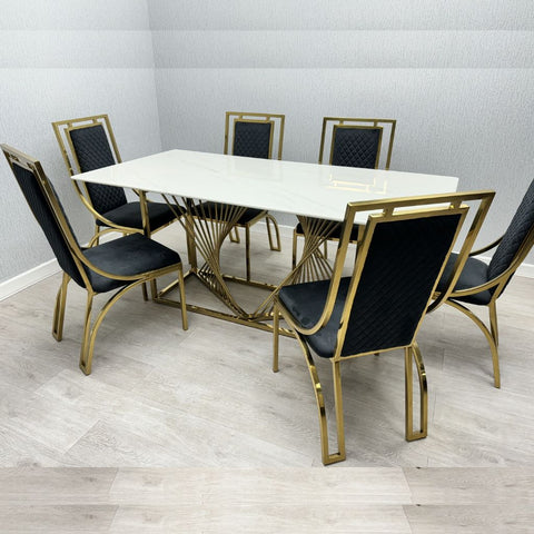 Amelia White Ceramic Table with Windsor Dining Chair