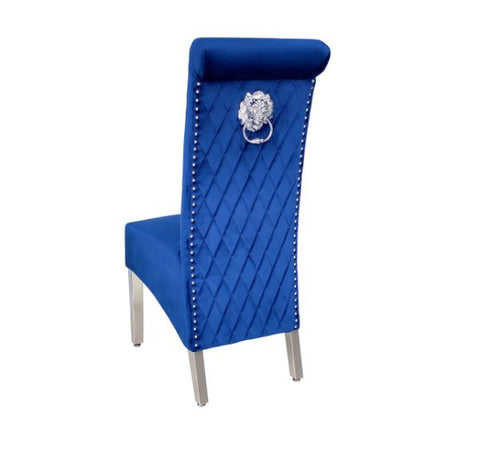 Sofia Plush Velvet Fabric Dining Chairs With Lion Knocker