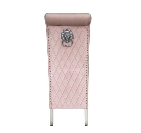 Sofia Plush Velvet Fabric Dining Chairs With Lion Knocker