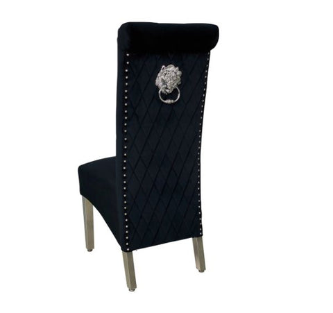 Sofia Plush Velvet Fabric Dining Chairs With Lion Knocker