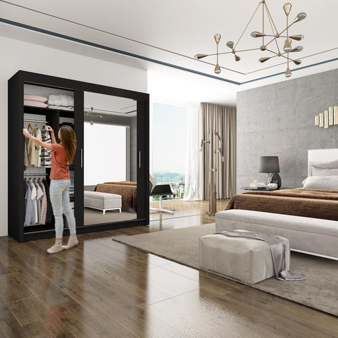 Chicago Black Sliding Door Wardrobe