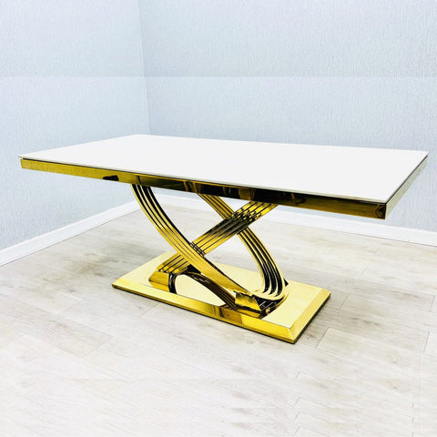 Elina Gold Marble Dining Table