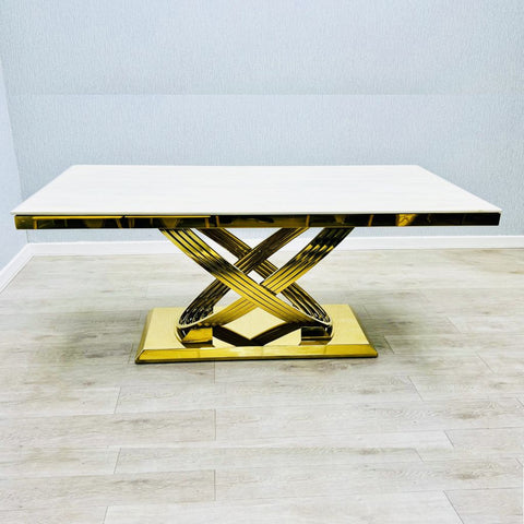 Elina Gold Marble Dining Table