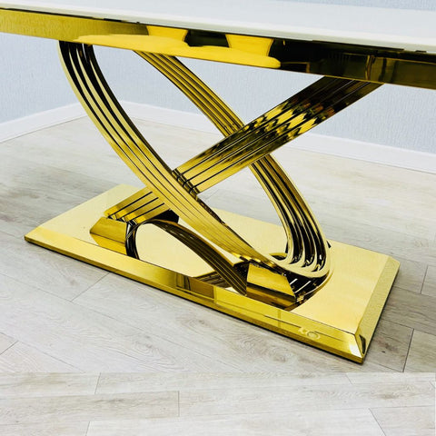 Elina Gold Marble Dining Table with Vienna Dining Chair