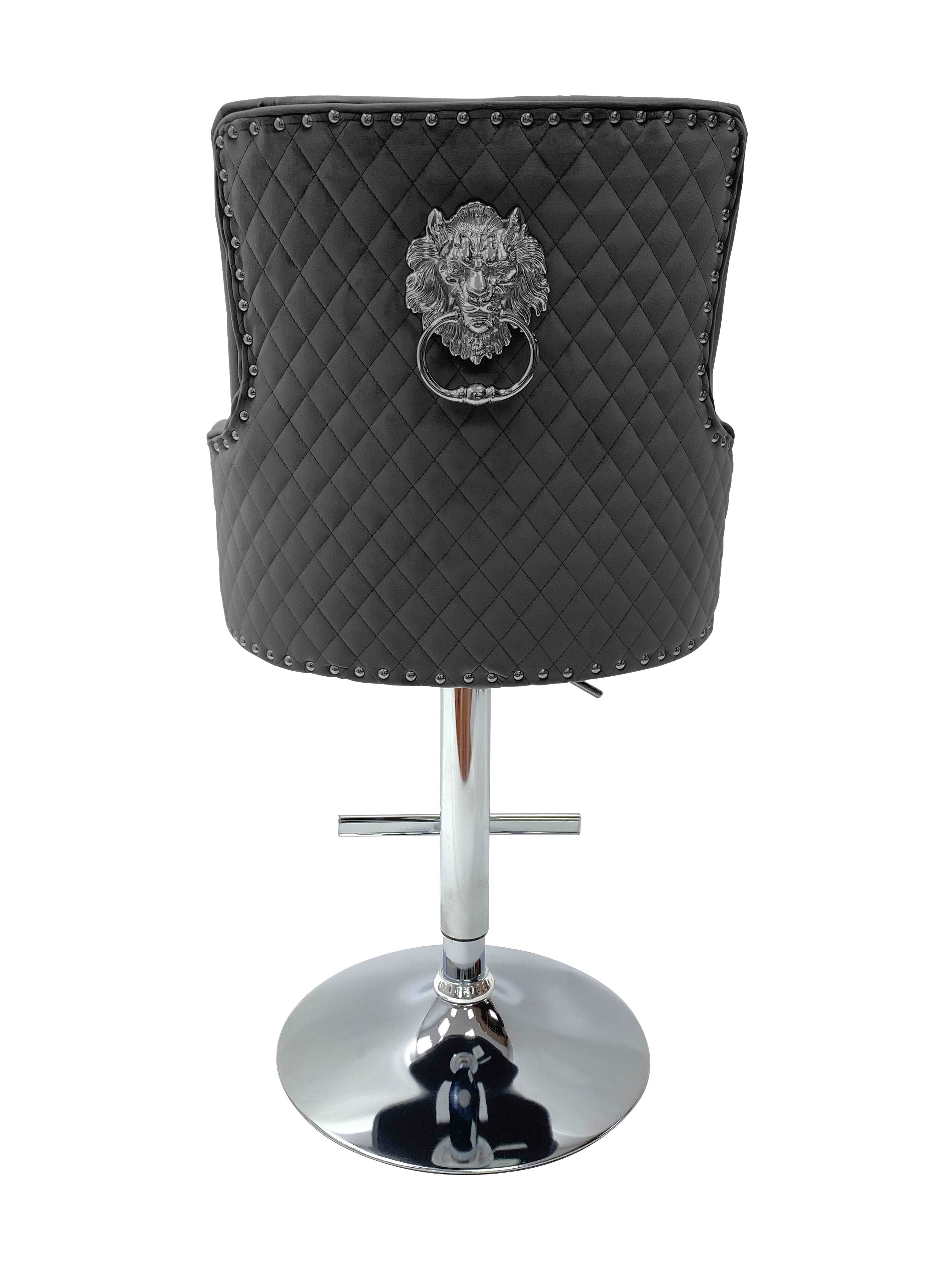 Majestic Breakfast Stools Plush Velvet Lion Knocker