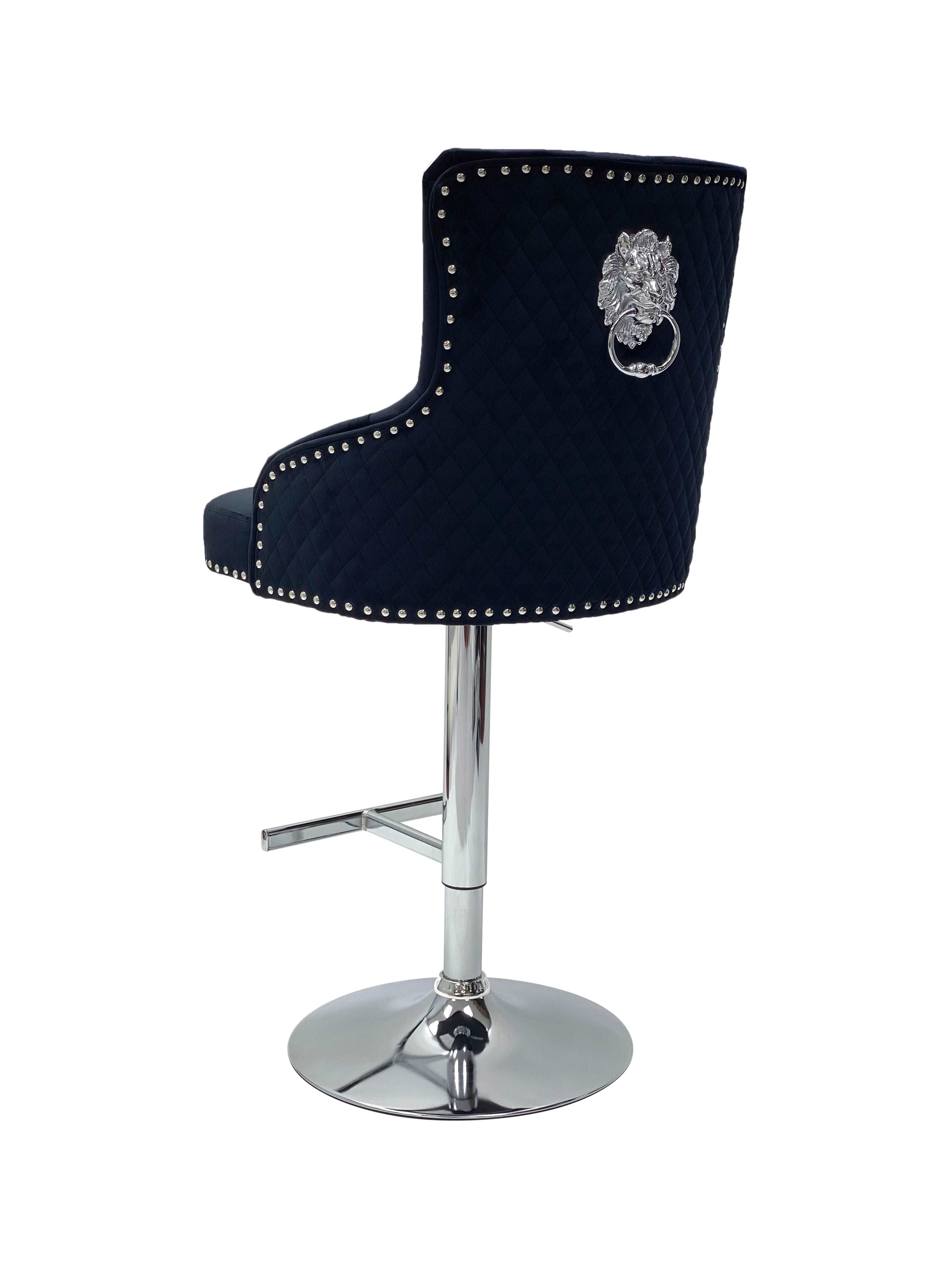 Majestic Breakfast Stools Plush Velvet Lion Knocker