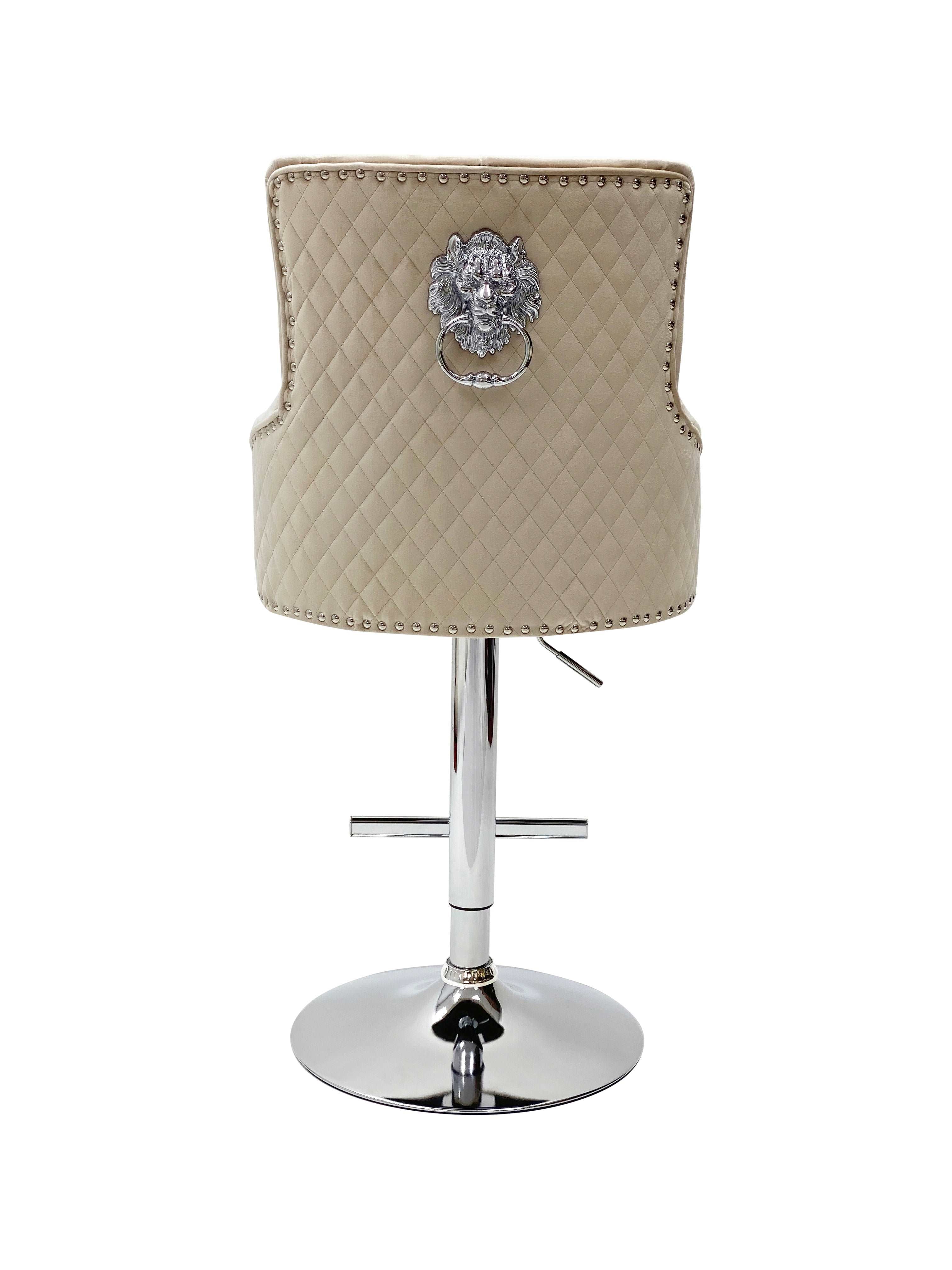 Majestic Breakfast Stools Plush Velvet Lion Knocker