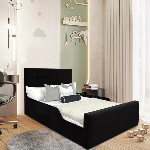 Carter Kids Bed Plush Velvet with Safety Siderails - Exclusive Interior