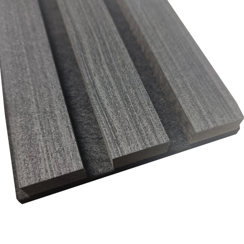 Charcoal Black Acoustic Wood Slatted Wall Panels