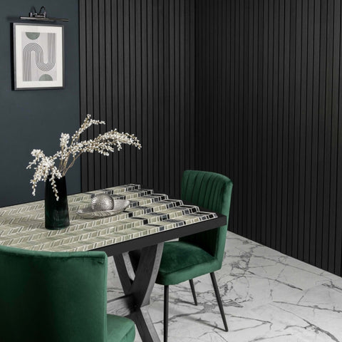 Charcoal Black Acoustic Wood Slatted Wall Panels