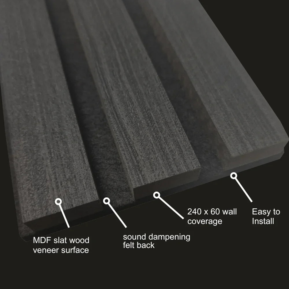 Modern charcoal acoustic wood wall panel UK décor

