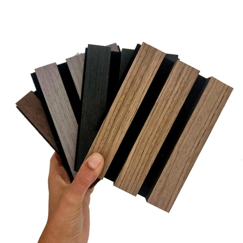 Charcoal slatted wall panel for modern interiors