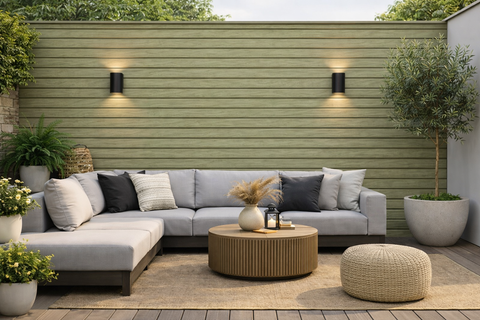 Khaki Exterior Interlocking Composite Wall Panels – Outdoor Cladding  (2.35m² Pack) | PRIME FURNISHING UK