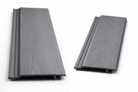 Grey composite wall cladding panel with wood grain texture – Prime Furnishing UK

