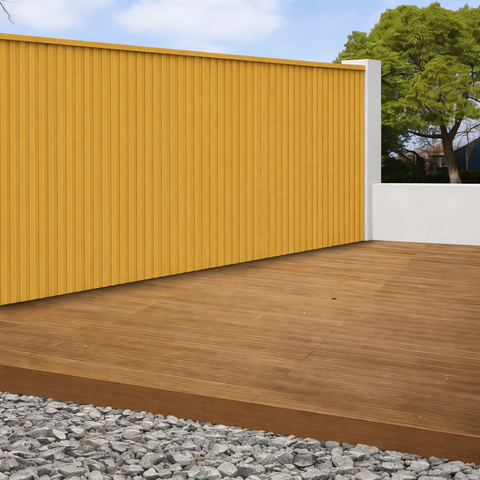 oak composite slat wall panel used for modern outdoor fence and wall cladding.


