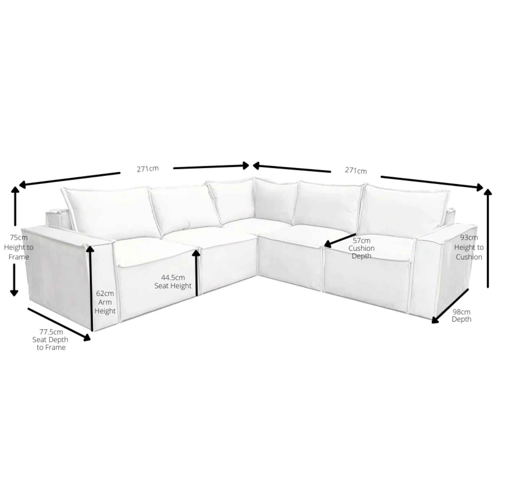 Claridge 5 Piece Corner Sofa SOLID FURNITURE