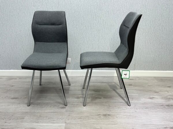 Zermatt Grey Dining Chair – Faux Leather & Fabric Upholstered Seating - Exclusive Interior